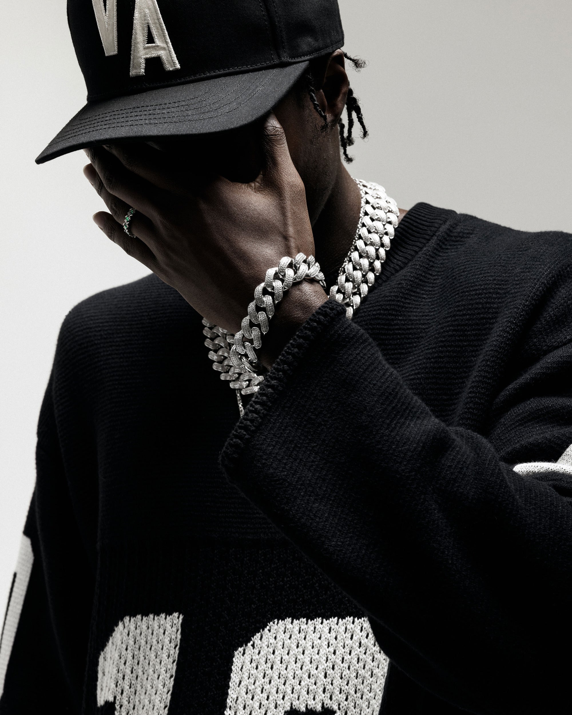 Man with bracelet and necklace