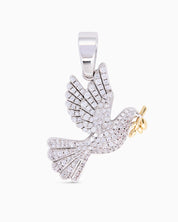 Dove Pendant (Silver) Iced