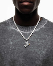 Dove Pendant (Silver) Iced