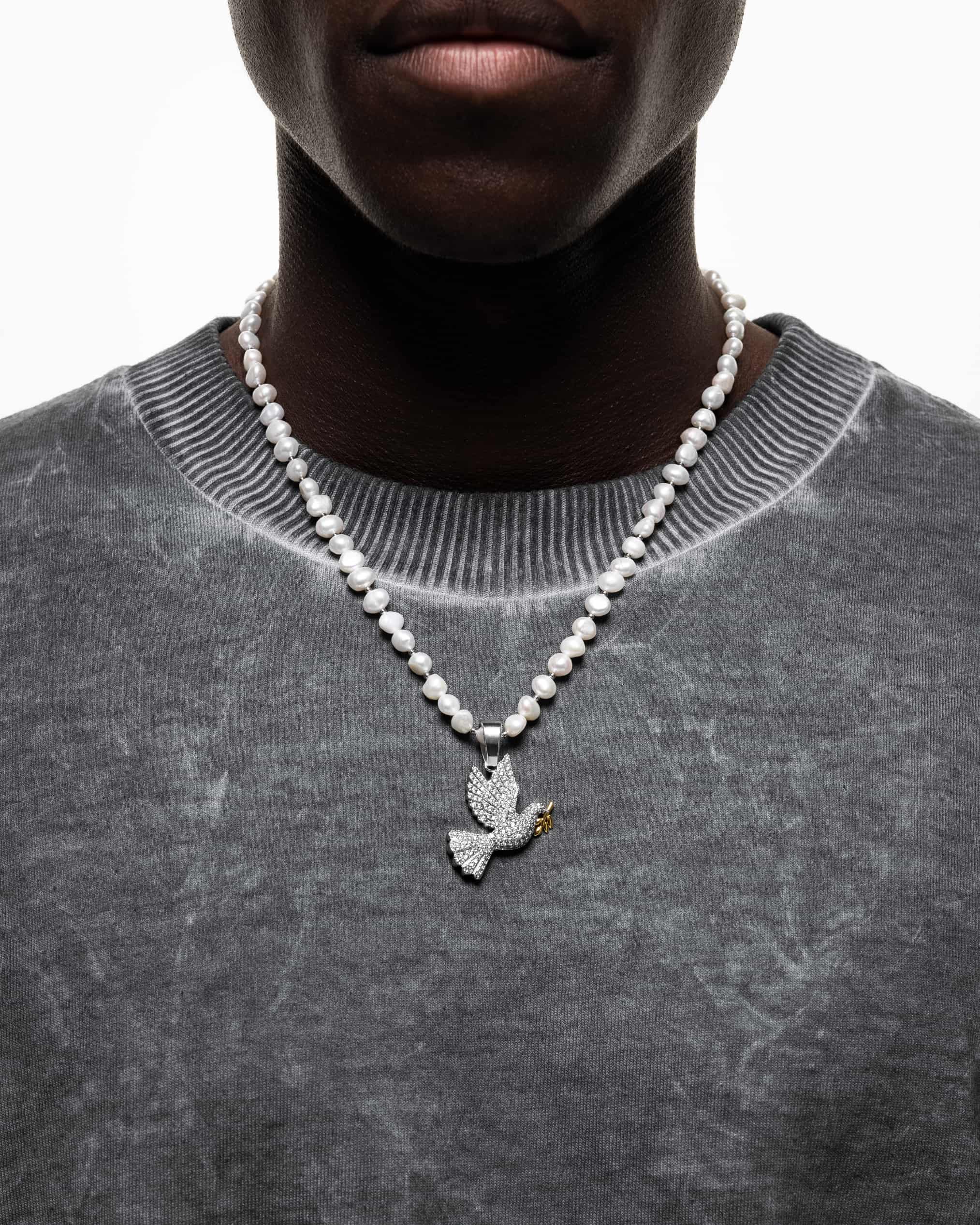 Dove Pendant (Silver) Iced
