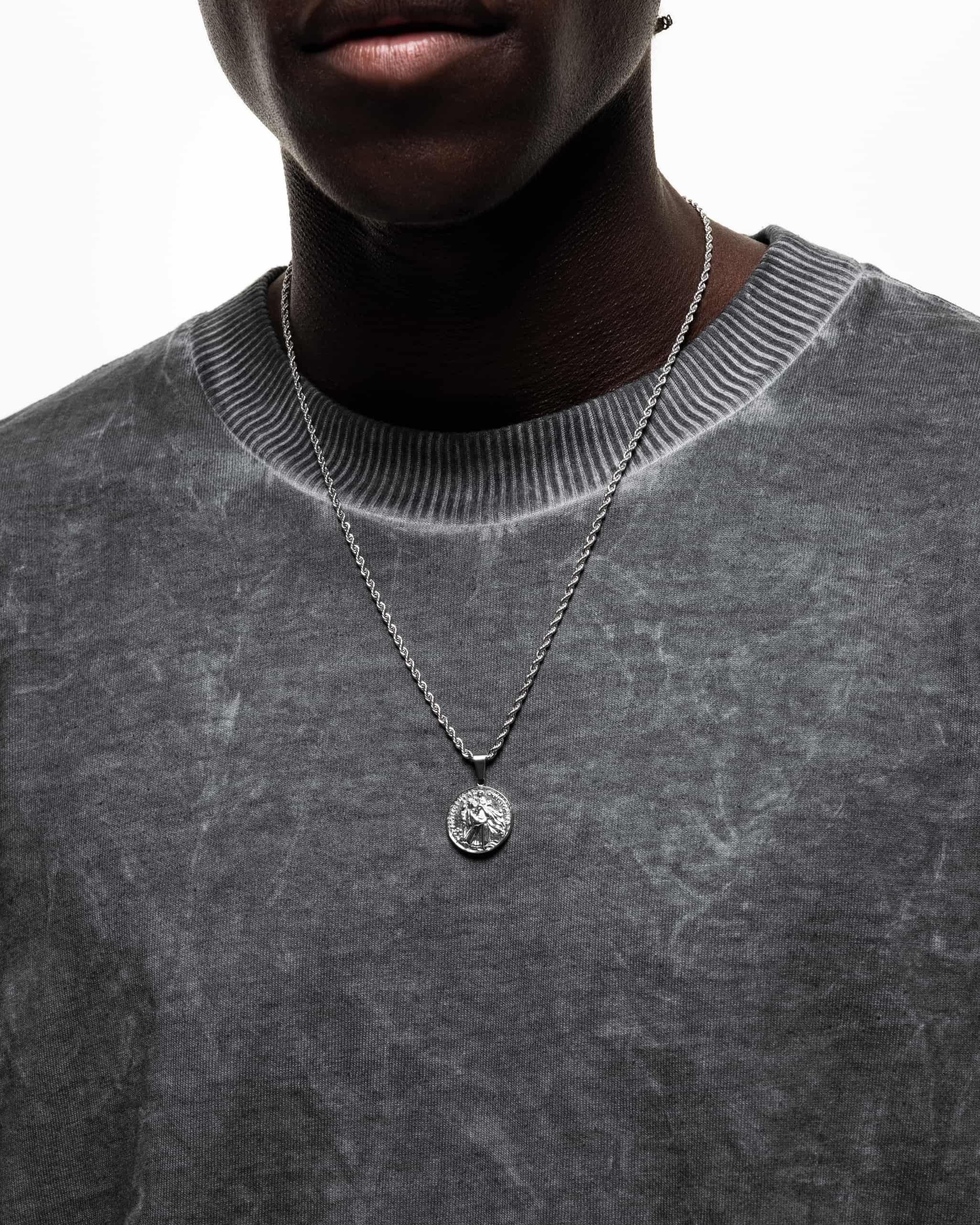St Chris Pendant & Chain (Silver)